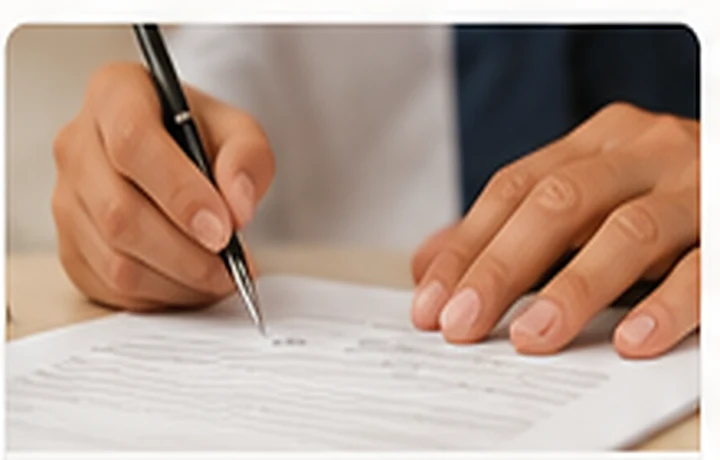 Pessoa conferindo documentos de um contrato financeiro