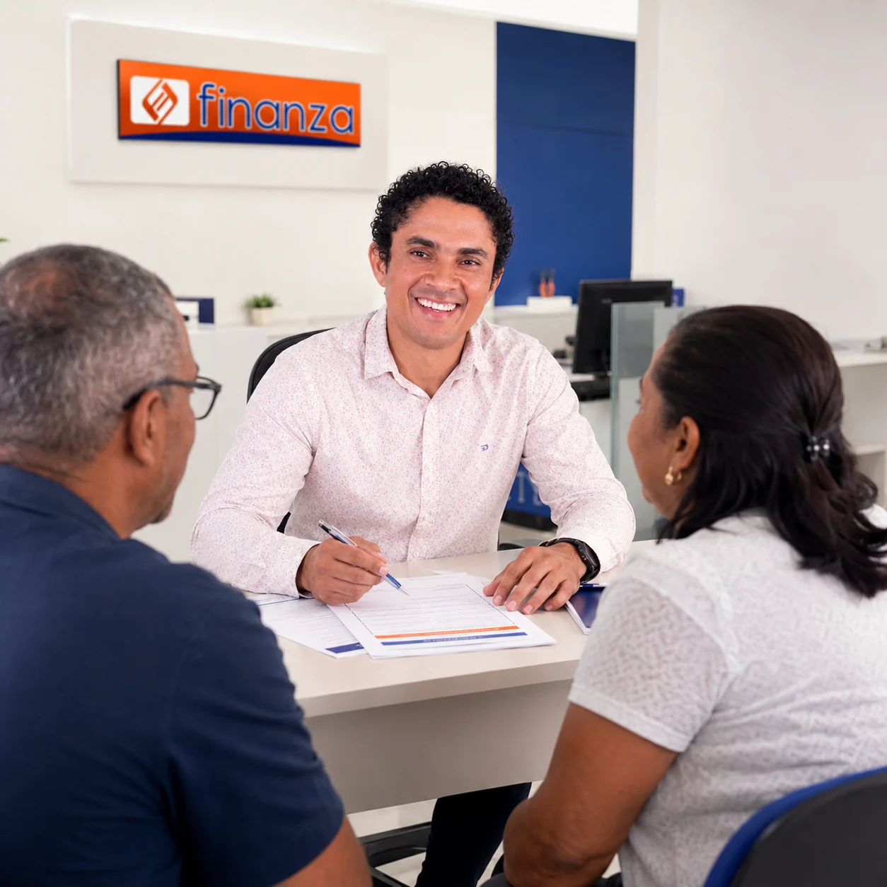 Consultor da Finanza atendendo um casal